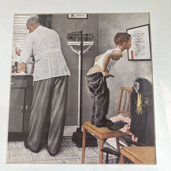 Norman Rockwell “Before the Shot” at The Doctor’s Office Framed Print - Picture 4 of 8